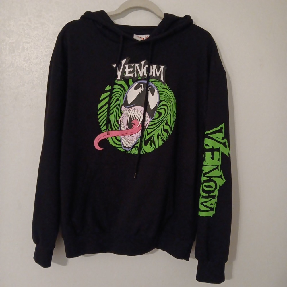 Marvel Venom Pullover Hoodie Unisex Men's Sz.L Black w/ Multi-Color Print...